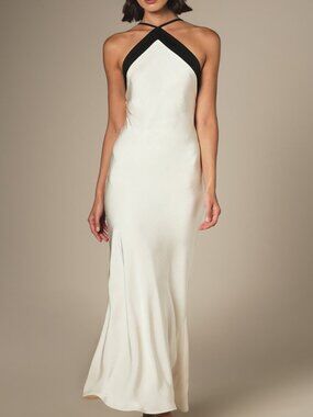 Multicolor Elegant Women's Halterneck Cross Strap Maxi Dress
